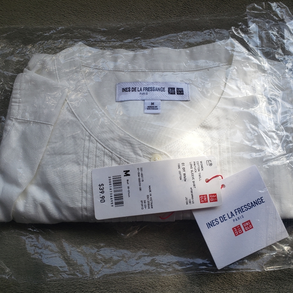 Uniqlo x Inès de La Fressange Cotton Twill PinTuck Long Sleeve Short - M